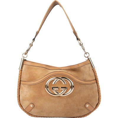 Sac hobo Gucci en daim à monogramme GG