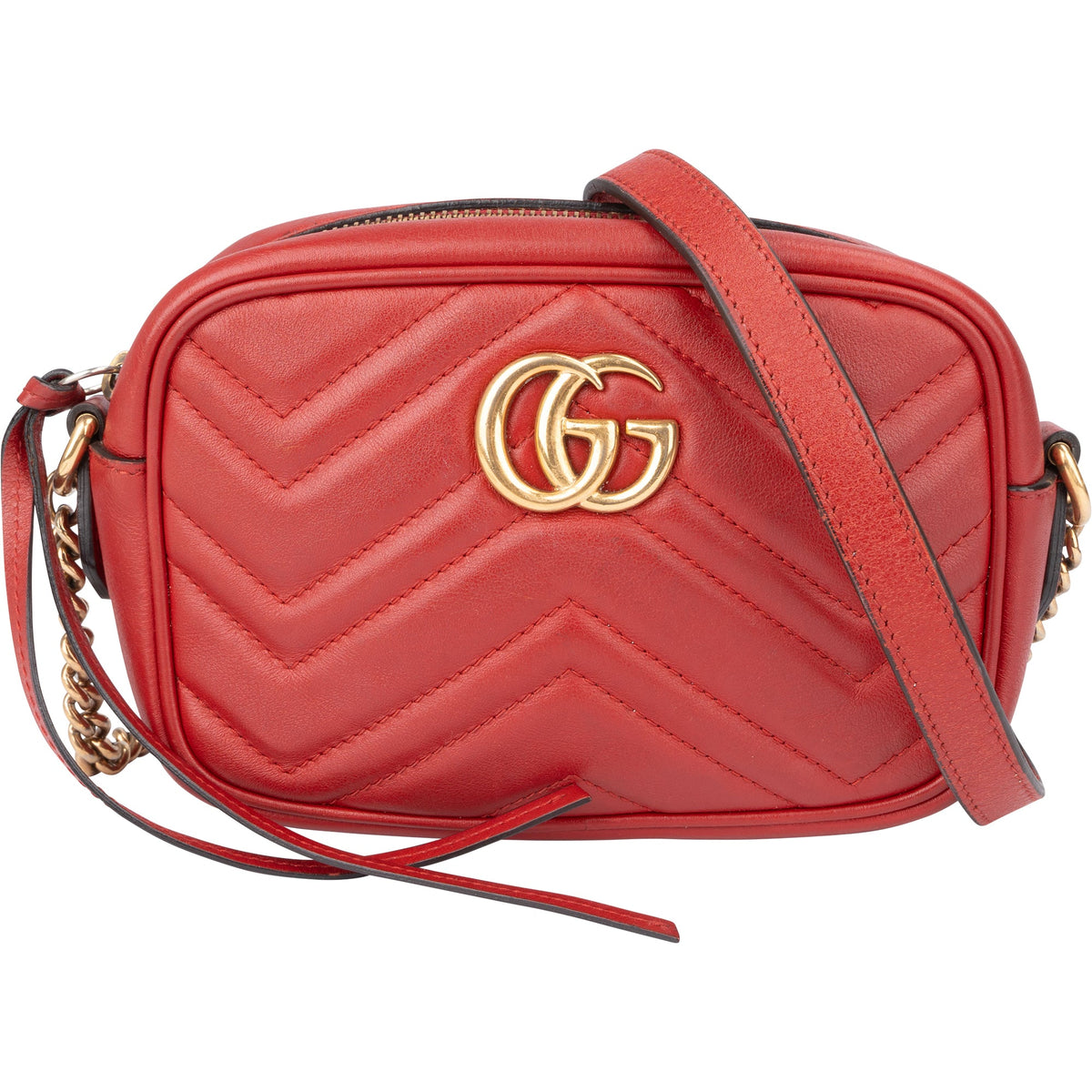 Sac bandoulière Gucci GG Marmont en cuir rouge
