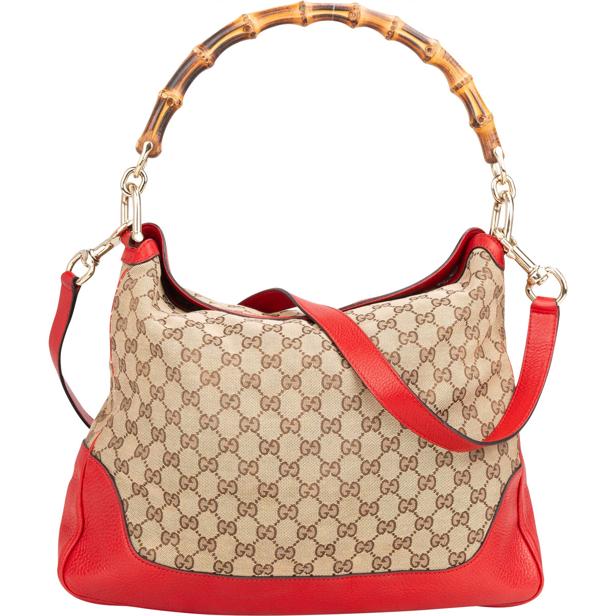 Gucci GG Monogram Bamboo aus Baumwolle und Leder – Vorderansicht