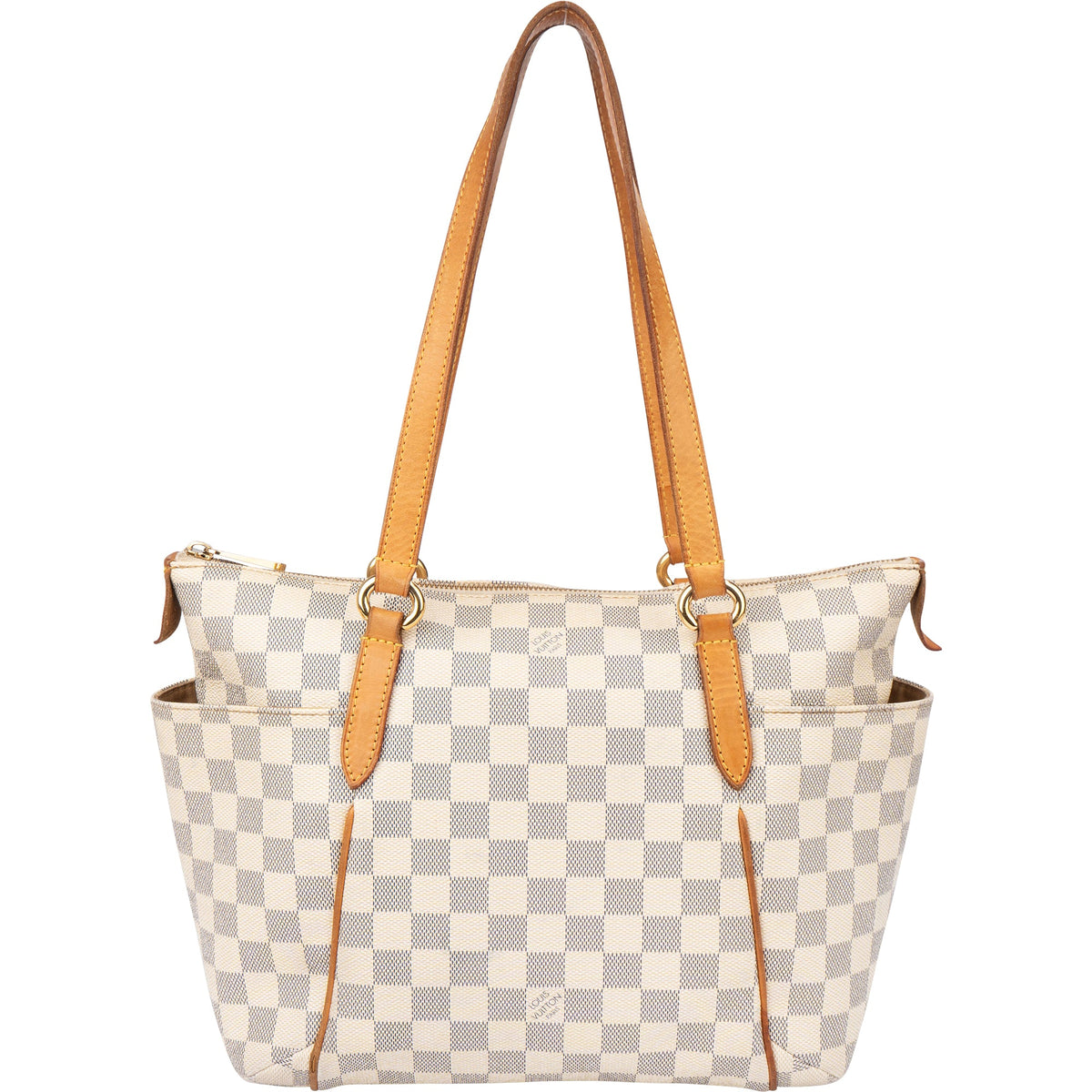 Louis Vuitton Damier Azur Totally PM aus Canvas und Vachetta-Leder – Vorderansicht