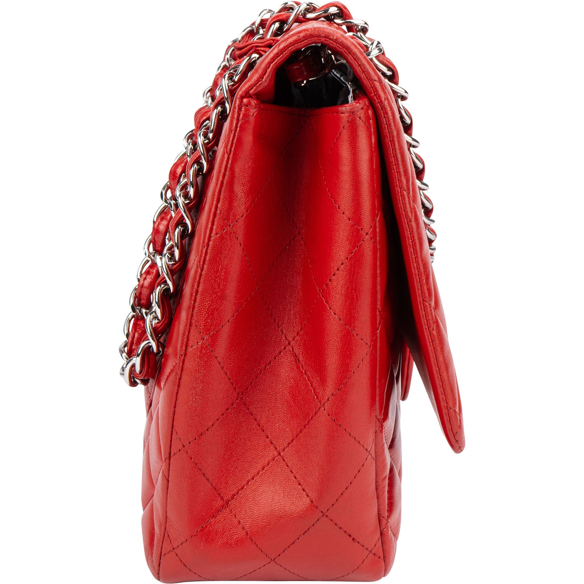 Borsa a tracolla Chanel Maxi Single Flap in pelle di agnello trapuntata con dettagli in palladio