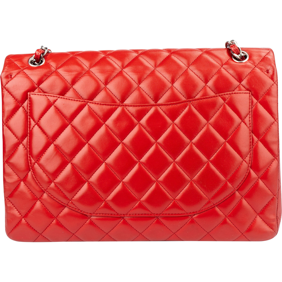 Borsa a tracolla Chanel Maxi Single Flap in pelle di agnello trapuntata con dettagli in palladio