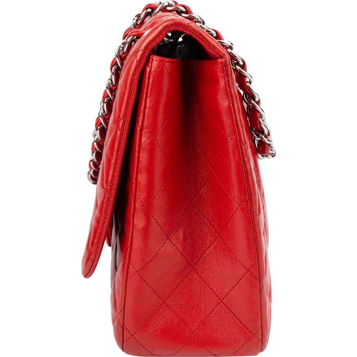 Borsa a tracolla Chanel Maxi Single Flap in pelle di agnello trapuntata con dettagli in palladio
