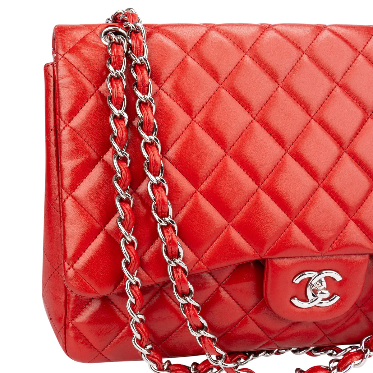 Borsa a tracolla Chanel Maxi Single Flap in pelle di agnello trapuntata con dettagli in palladio