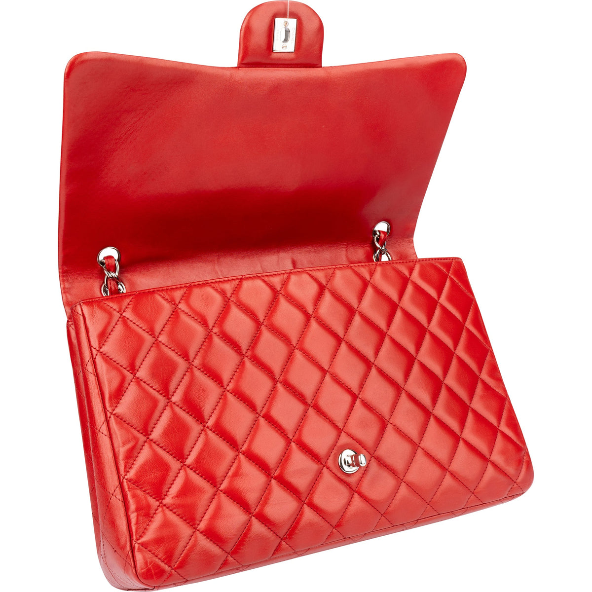 Borsa a tracolla Chanel Maxi Single Flap in pelle di agnello trapuntata con dettagli in palladio