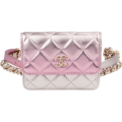 Chanel Quilted Metallic Lambskin Waist Crossbody Bag