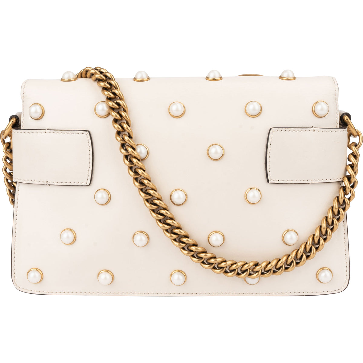 Borsa a spalla Gucci Queen Margaret in pelle bianca con ape