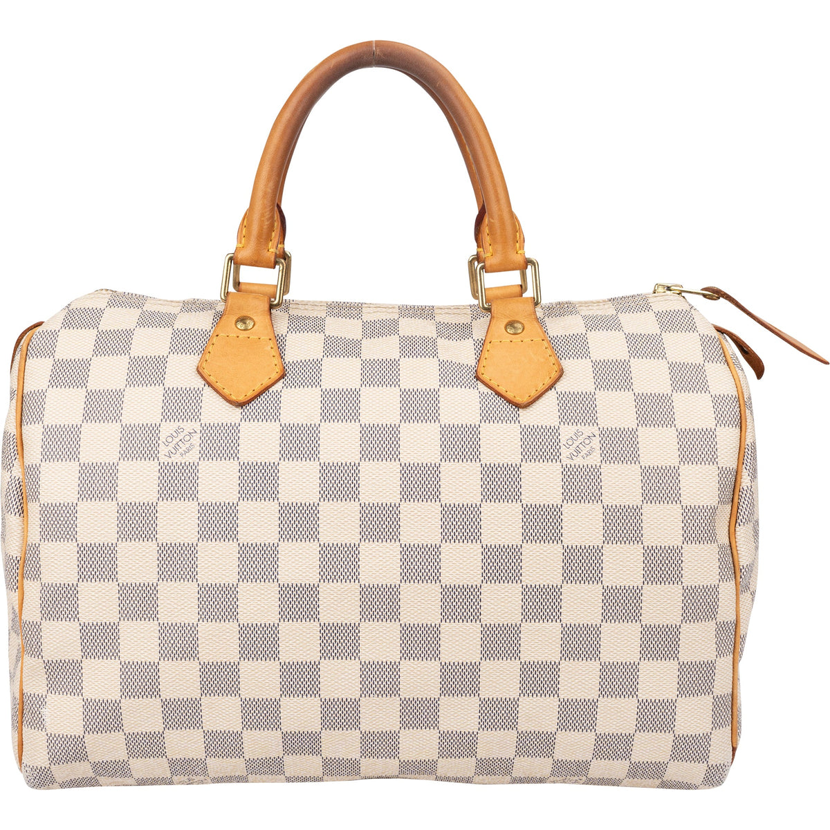 Louis Vuitton Damier Azur Monogram Speedy 30 aus Canvas und Vachetta-Leder – Vorderansicht