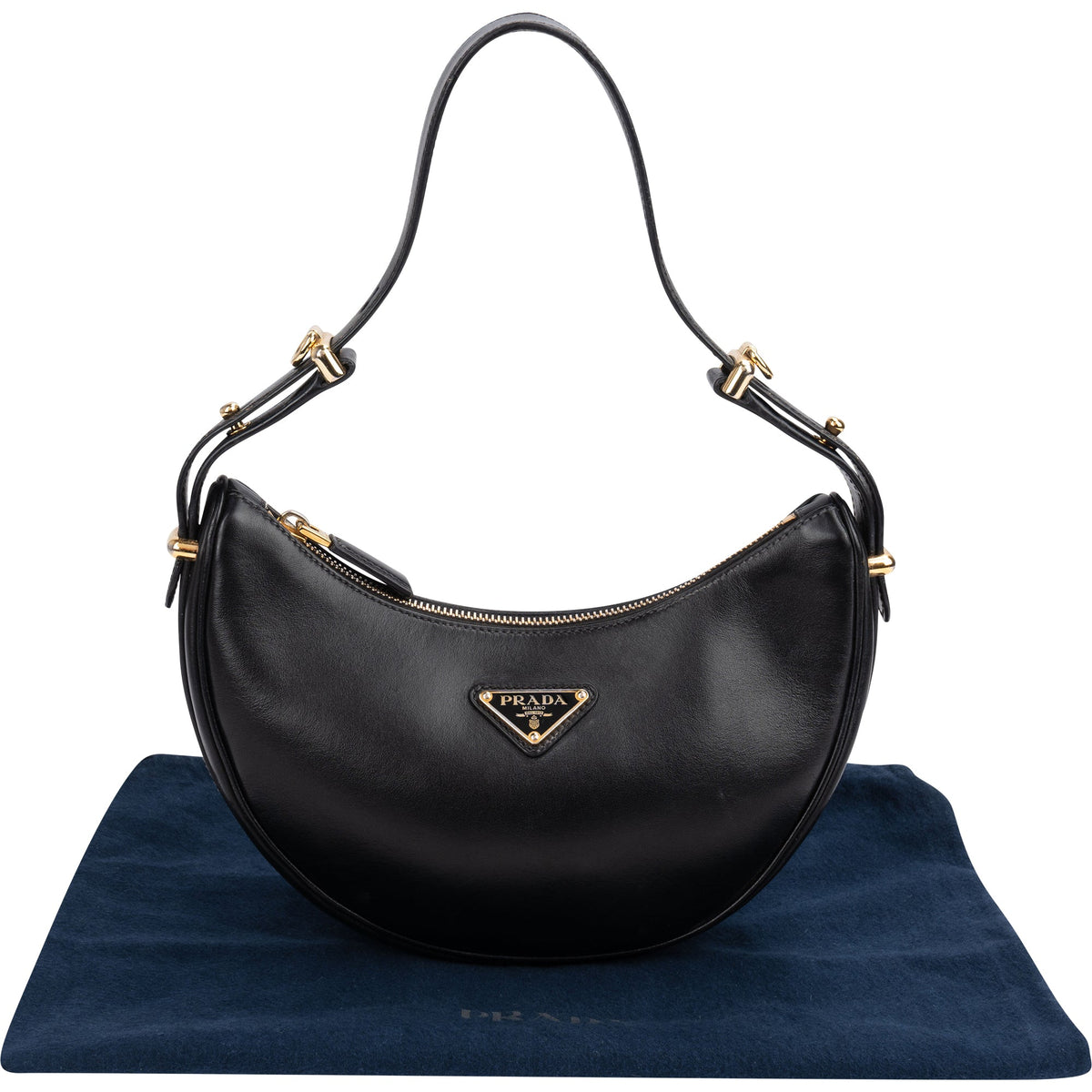 Sac à bandoulière Prada Triangle Arqué en cuir noir