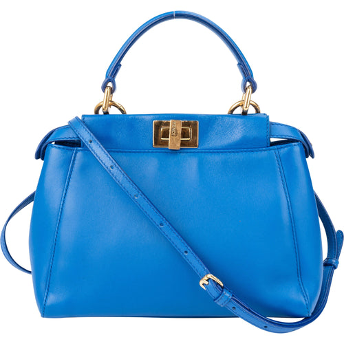 Fendi Blue Leather Peekaboo Handbag