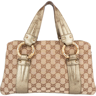 Gucci GG Monogram Golden Bamboo Handbag