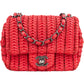 Bolso bandolera Chanel Seoul Mini Single Flap en crochet envejecido rojo