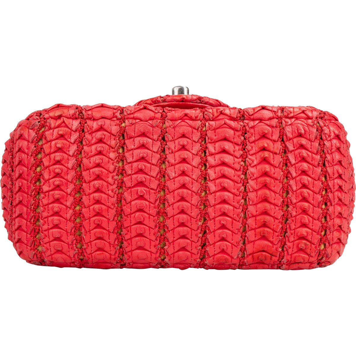 Bolso bandolera Chanel Seoul Mini Single Flap en crochet envejecido rojo