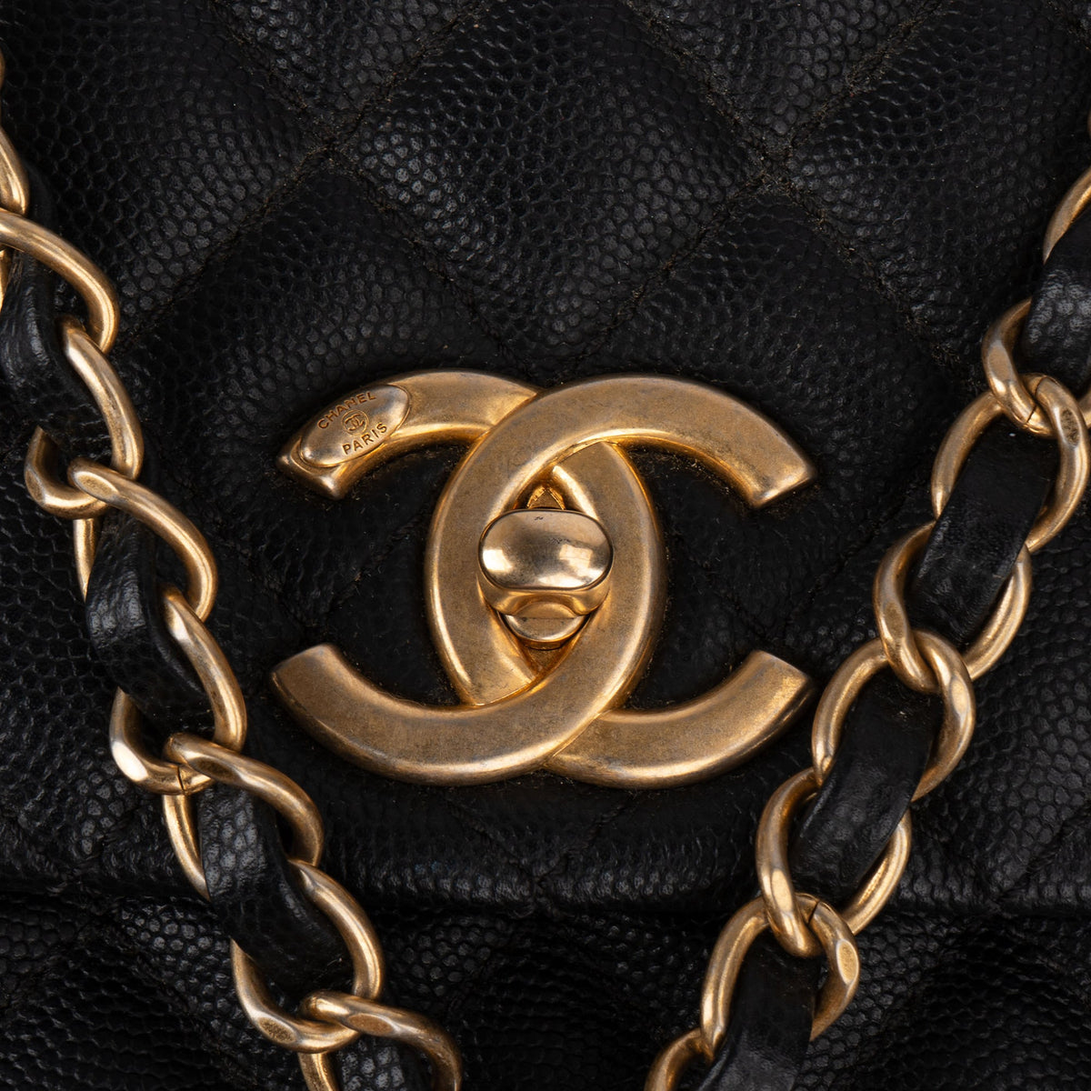 Chanel hagedissenleren gewatteerde Caviar lederen CC Coco Top Handle handtas