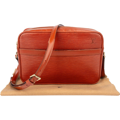 Borsa a tracolla Louis Vuitton Trocadero 27 in pelle Epi color cognac
