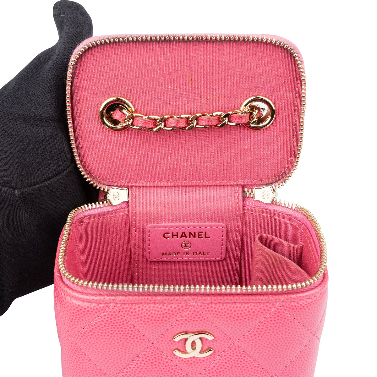 Chanel gewatteerde Caviar leren mini vanity crossbodytas