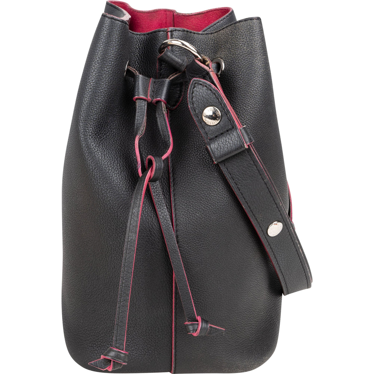Borsa a spalla Louis Vuitton Lockme Bucket in pelle nera