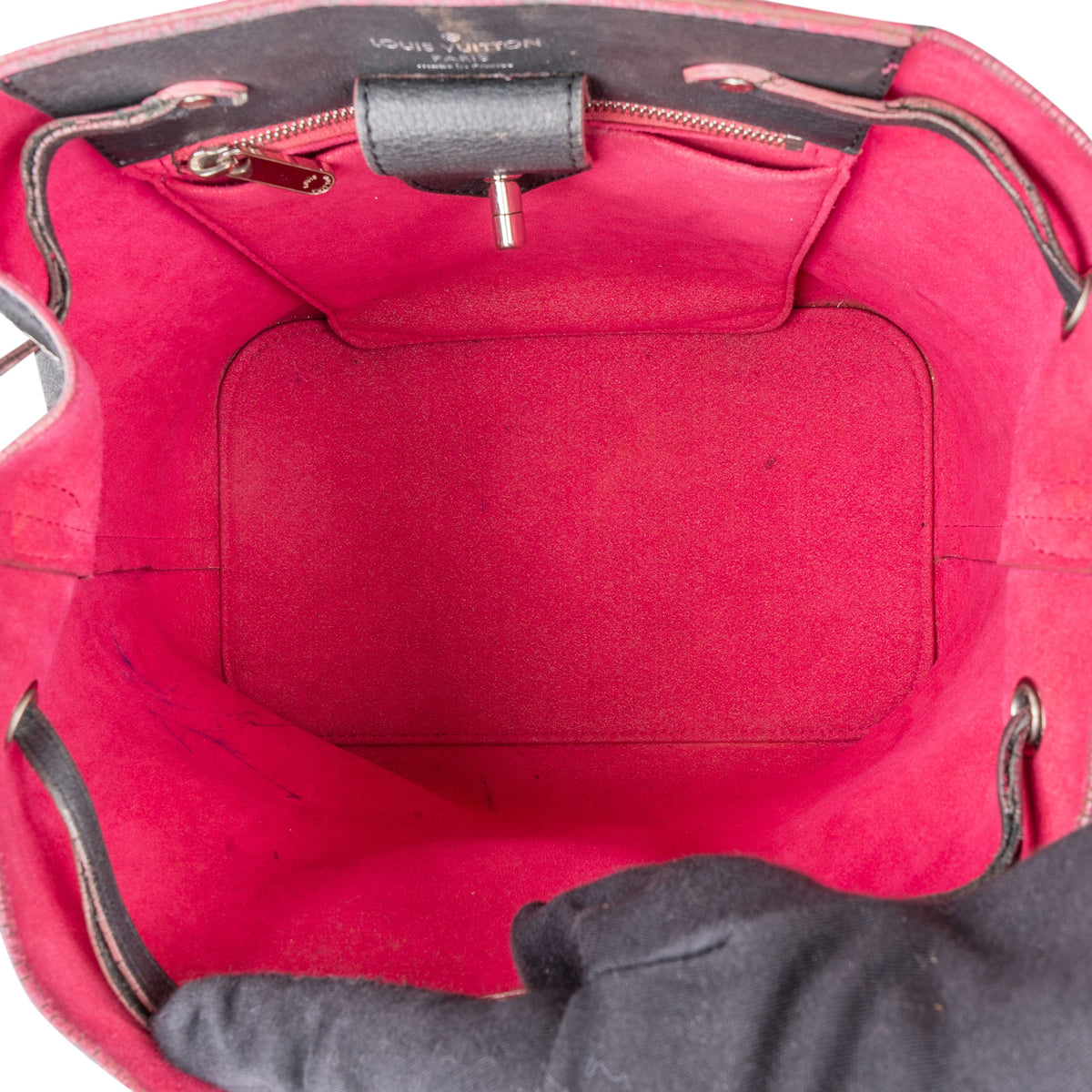 Borsa a spalla Louis Vuitton Lockme Bucket in pelle nera