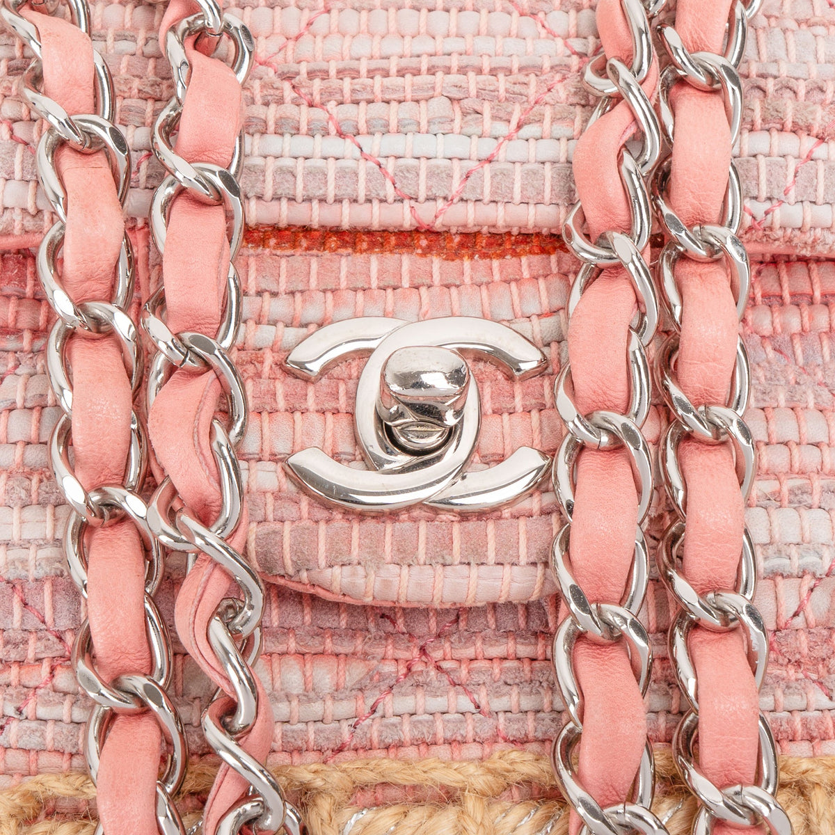 Chanel Tweed Espadrilles Single Flap Umhängetasche, Bild 9 von 16