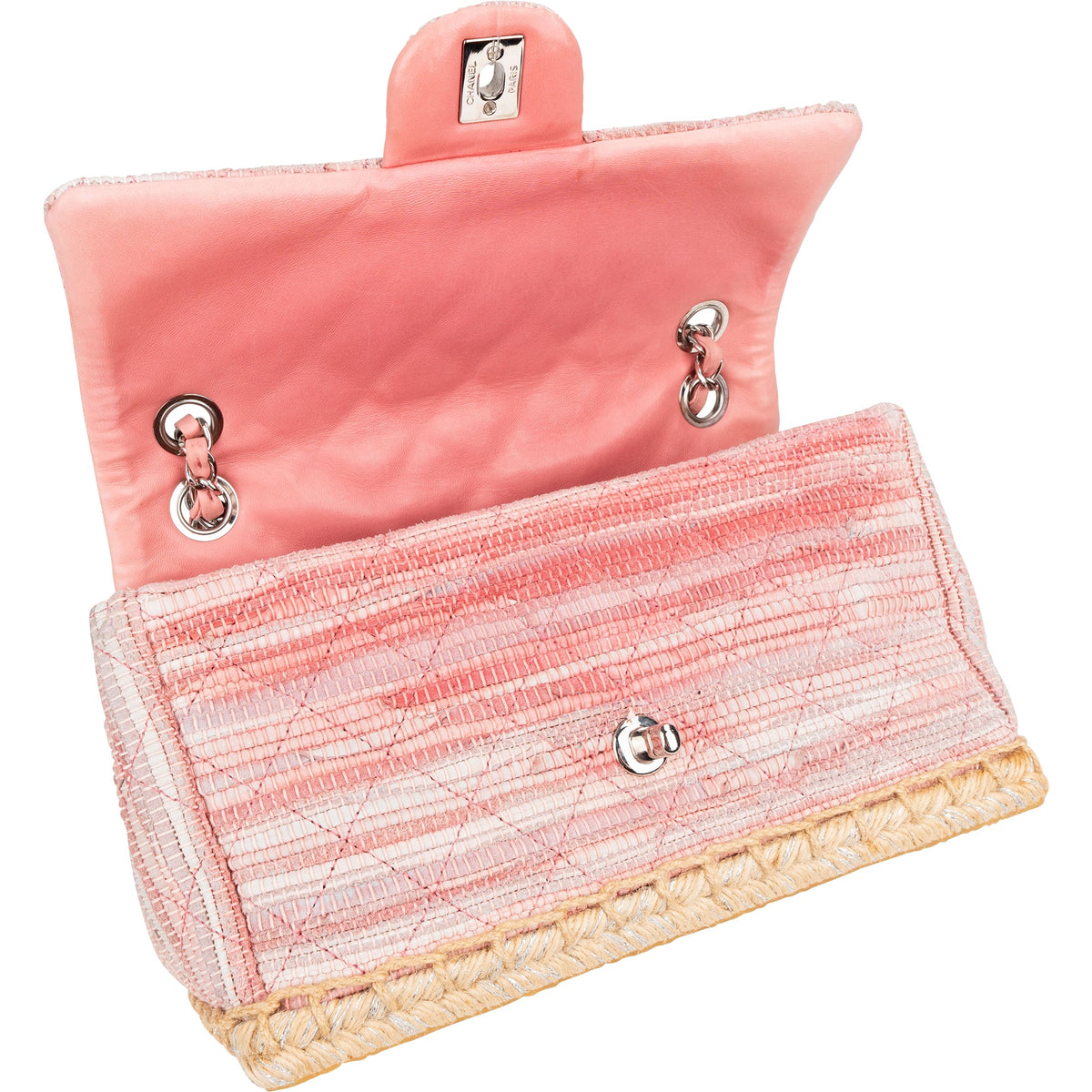 Chanel Tweed Espadrilles Single Flap Umhängetasche, Bild 13 von 16