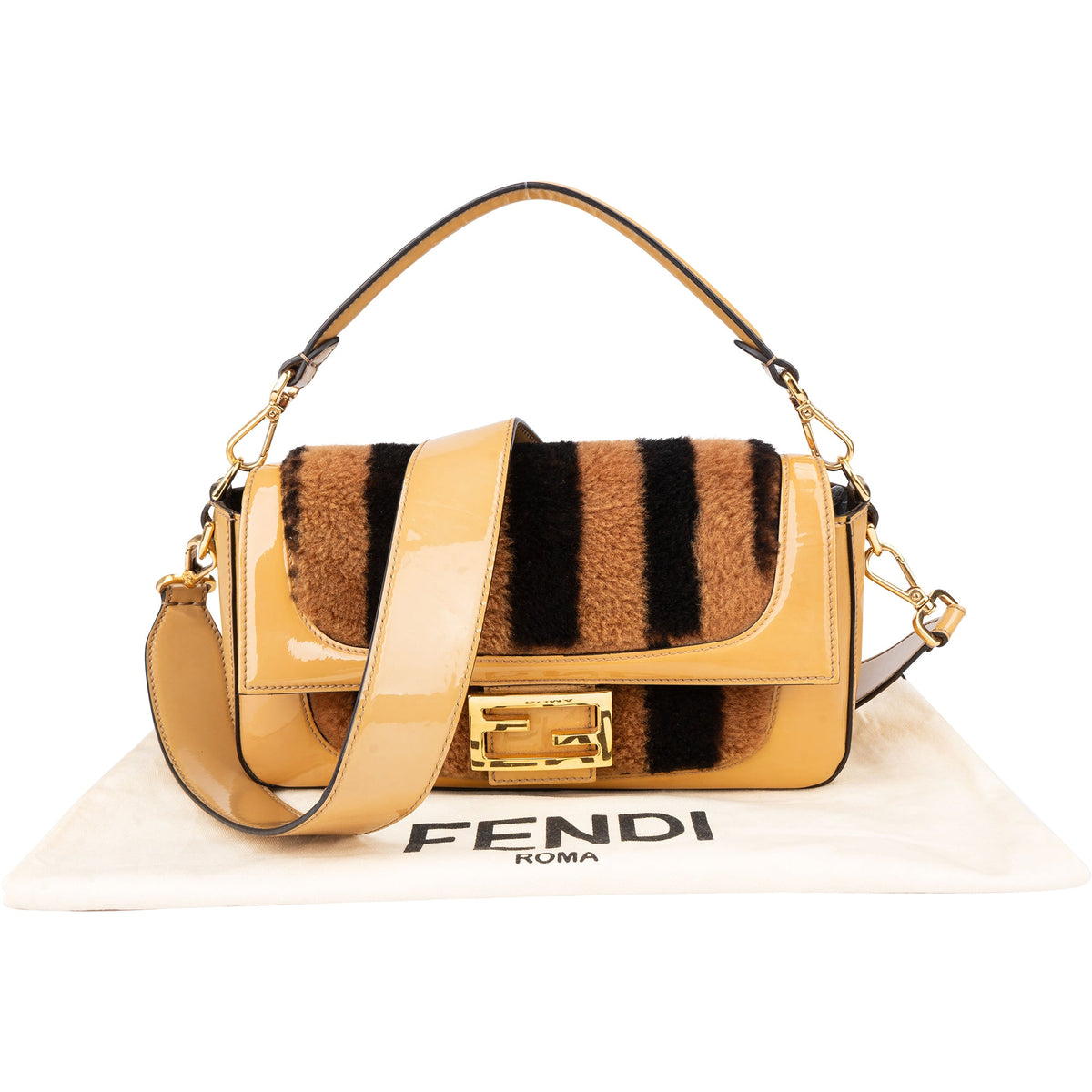 Borsa a mano Fendi Baguette Buckle in shearling