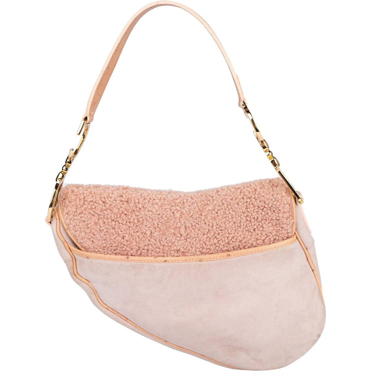 Borsa Saddle Christian Dior in pelle di struzzo e montone rosa
