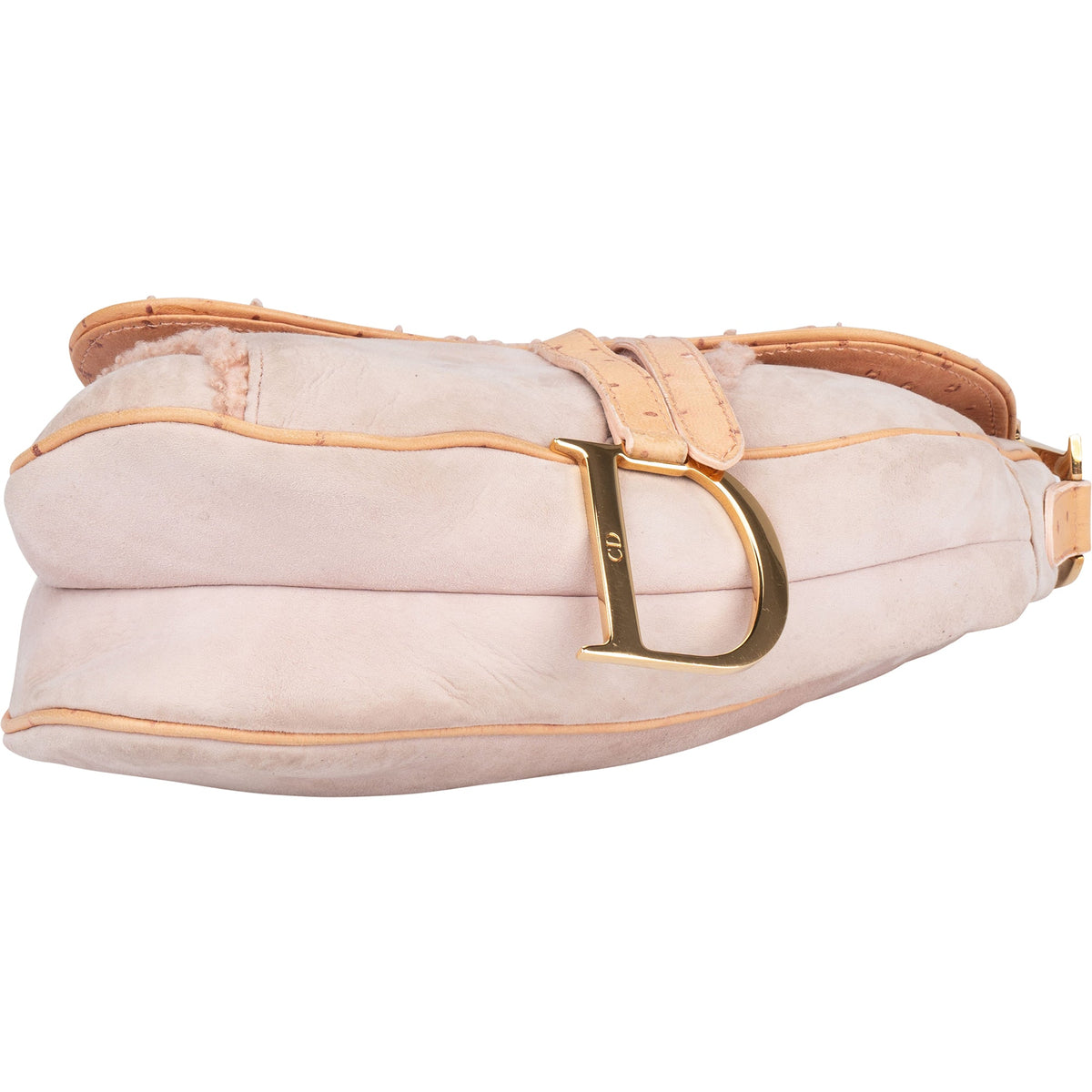 Borsa Saddle Christian Dior in pelle di struzzo e montone rosa