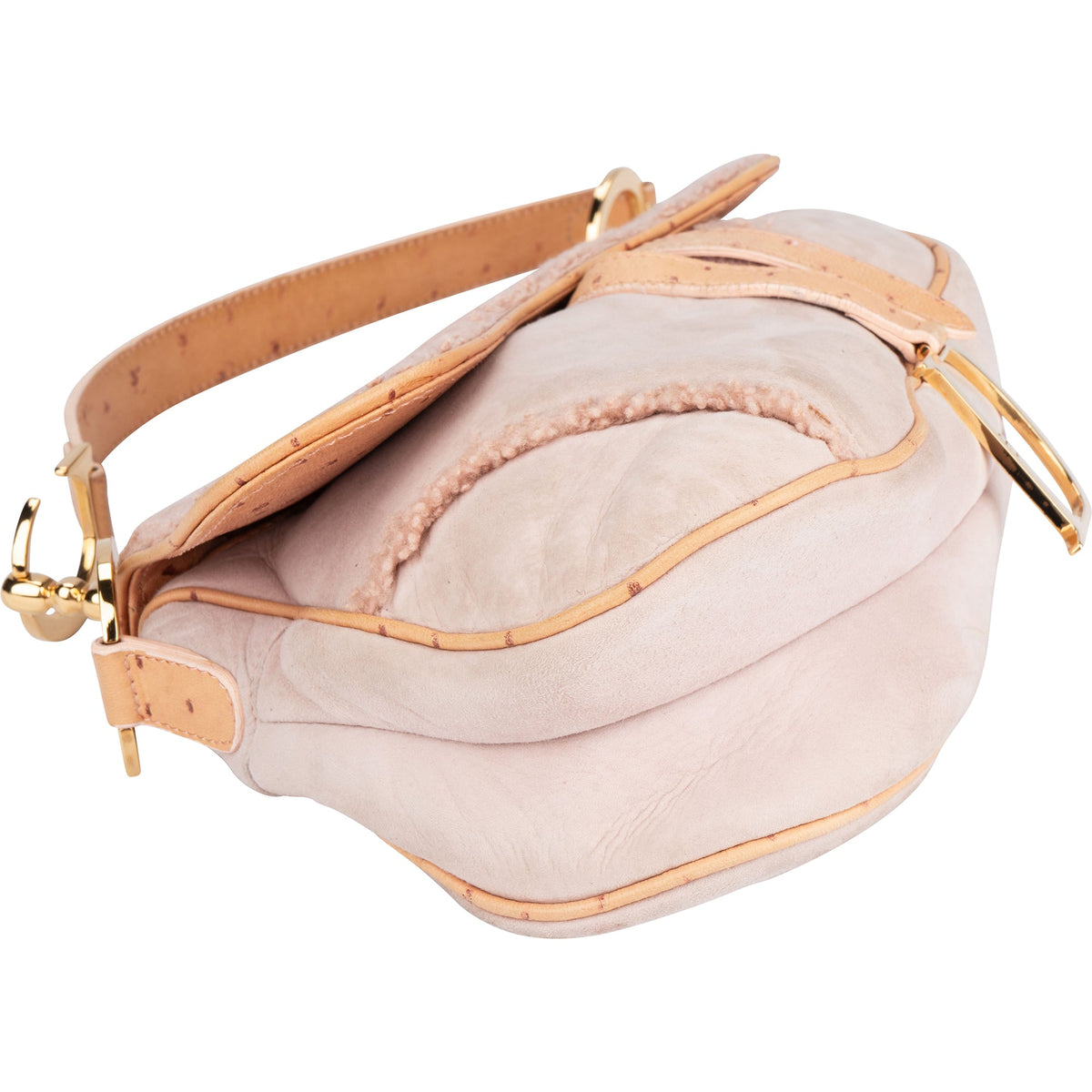 Borsa Saddle Christian Dior in pelle di struzzo e montone rosa