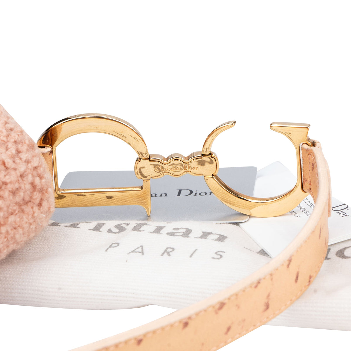 Borsa Saddle Christian Dior in pelle di struzzo e montone rosa