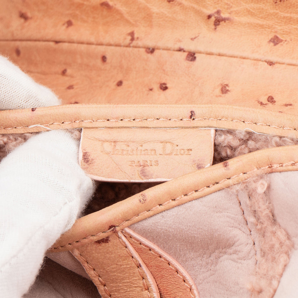 Borsa Saddle Christian Dior in pelle di struzzo e montone rosa