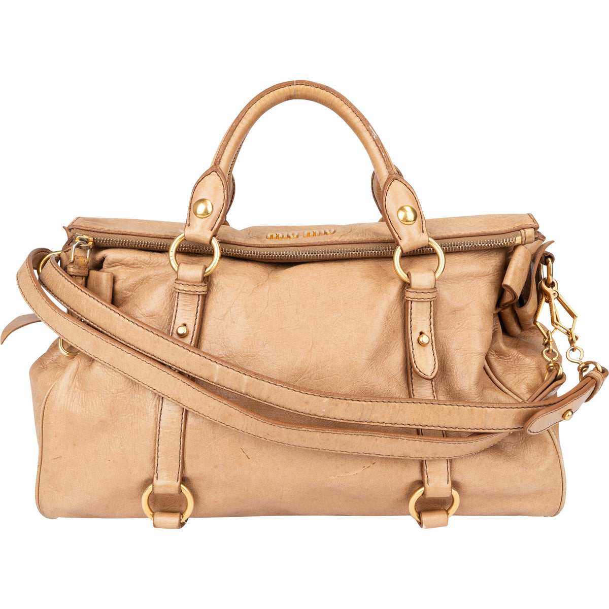 Miu Miu Classic City aus Leder und Stoff – Vorderansicht