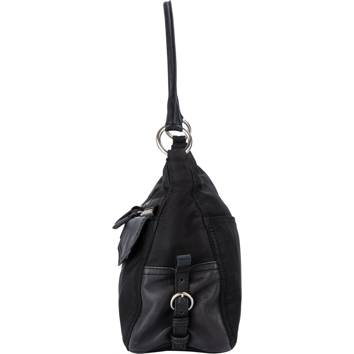 Prada Black Nylon Triangle Twin Pocket Shoulder Bag