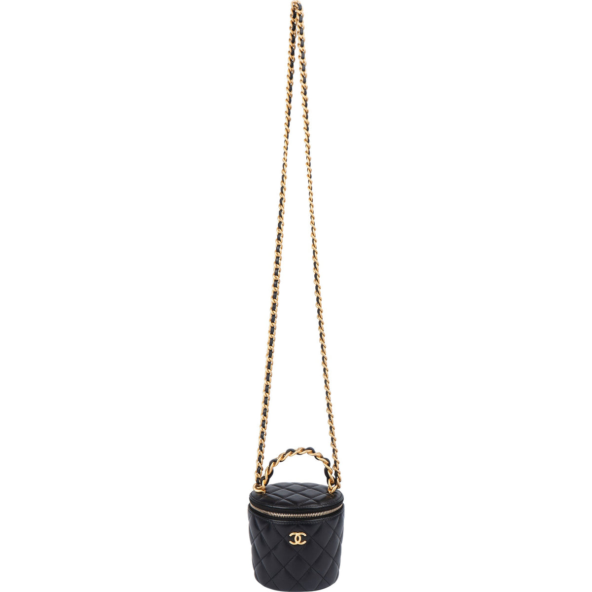 Chanel gewatteerde lamsleren mini vanity crossbody tas
