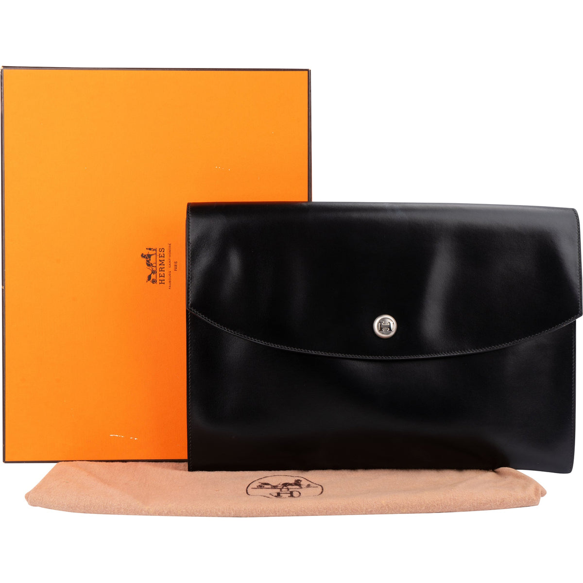 Hermès Noir Box Kalbsleder Rio Piano Clutch, Bild 2 von 7