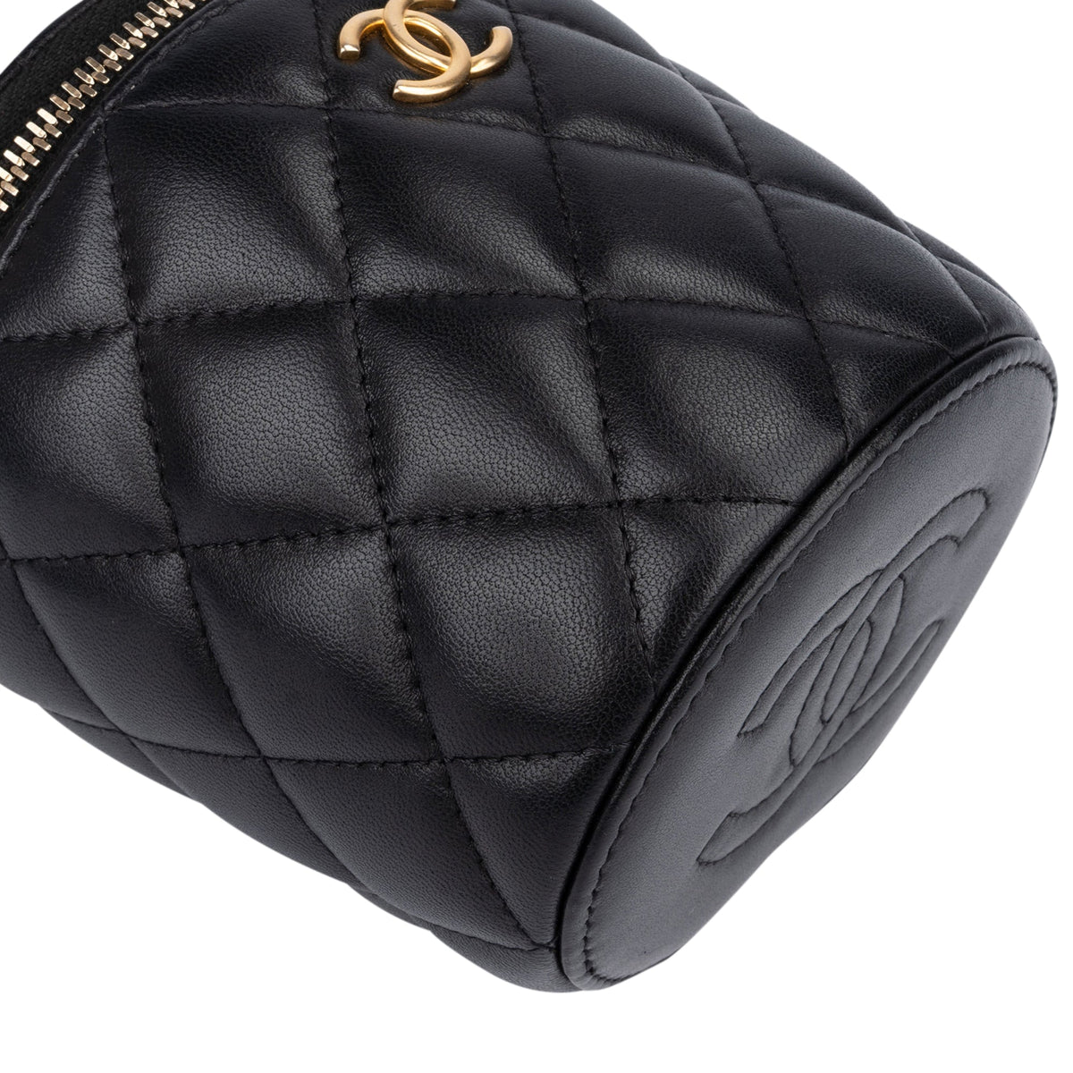 Chanel gewatteerde lamsleren mini vanity crossbody tas