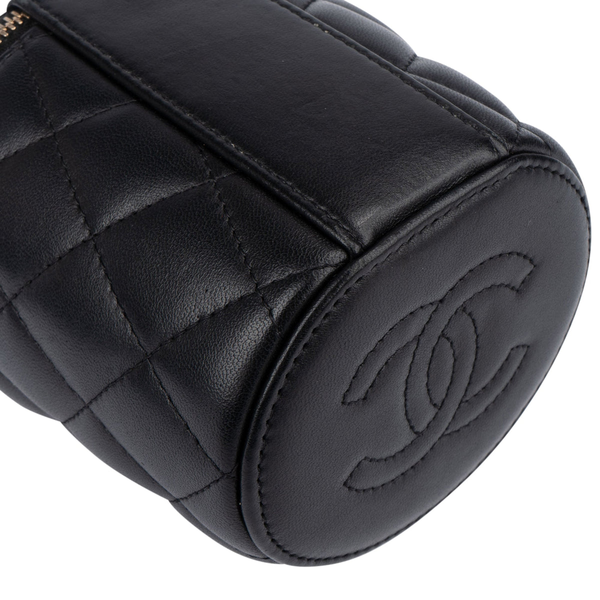 Chanel gewatteerde lamsleren mini vanity crossbody tas