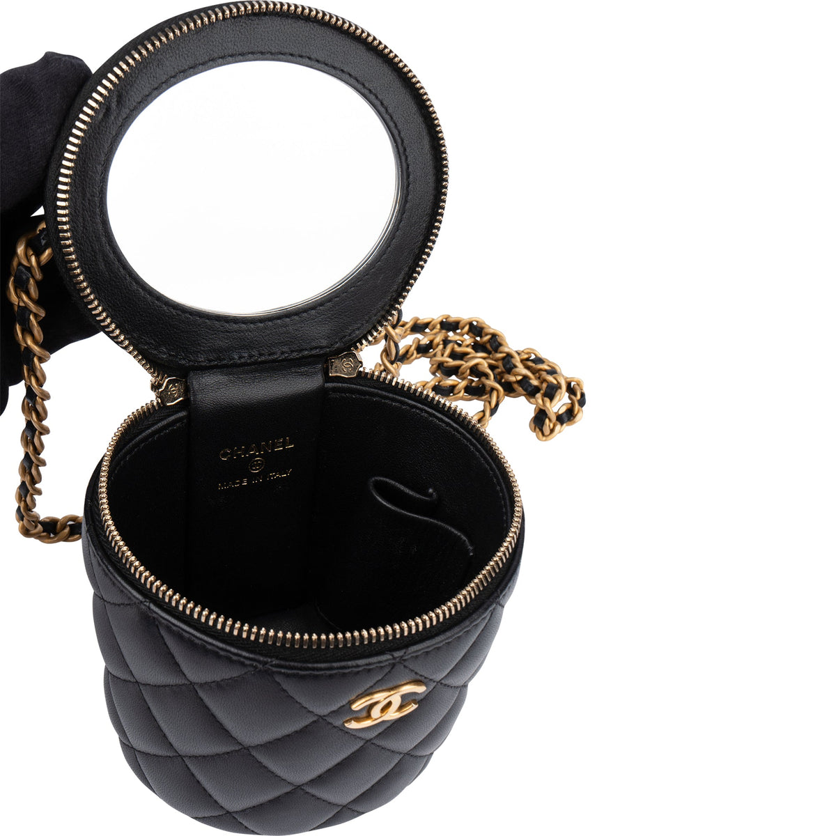 Chanel gewatteerde lamsleren mini vanity crossbody tas