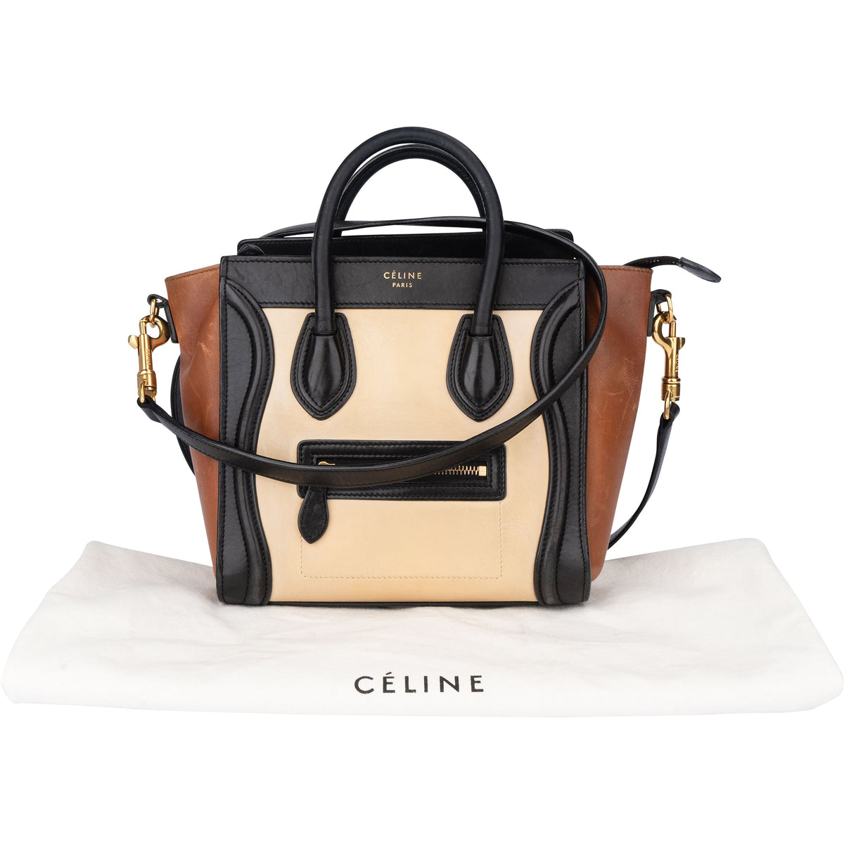 Celine Tricolor Leren Luggage Handtas