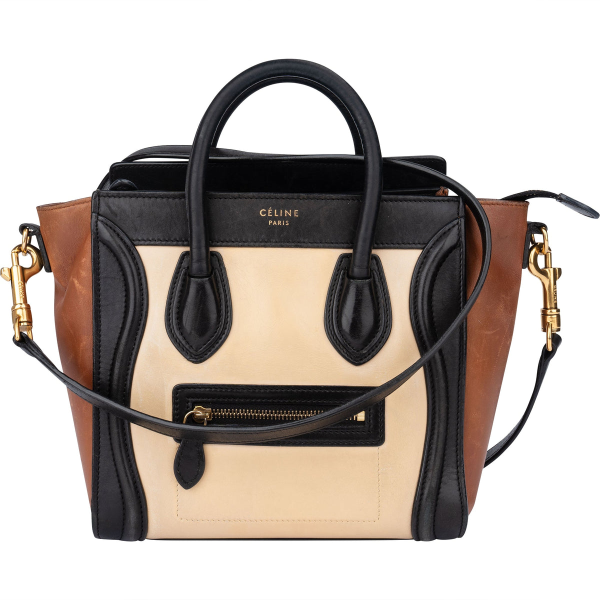 Celine Tricolor Leren Luggage Handtas