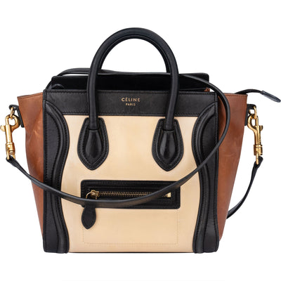 Celine Tricolor Leather Luggage Handbag