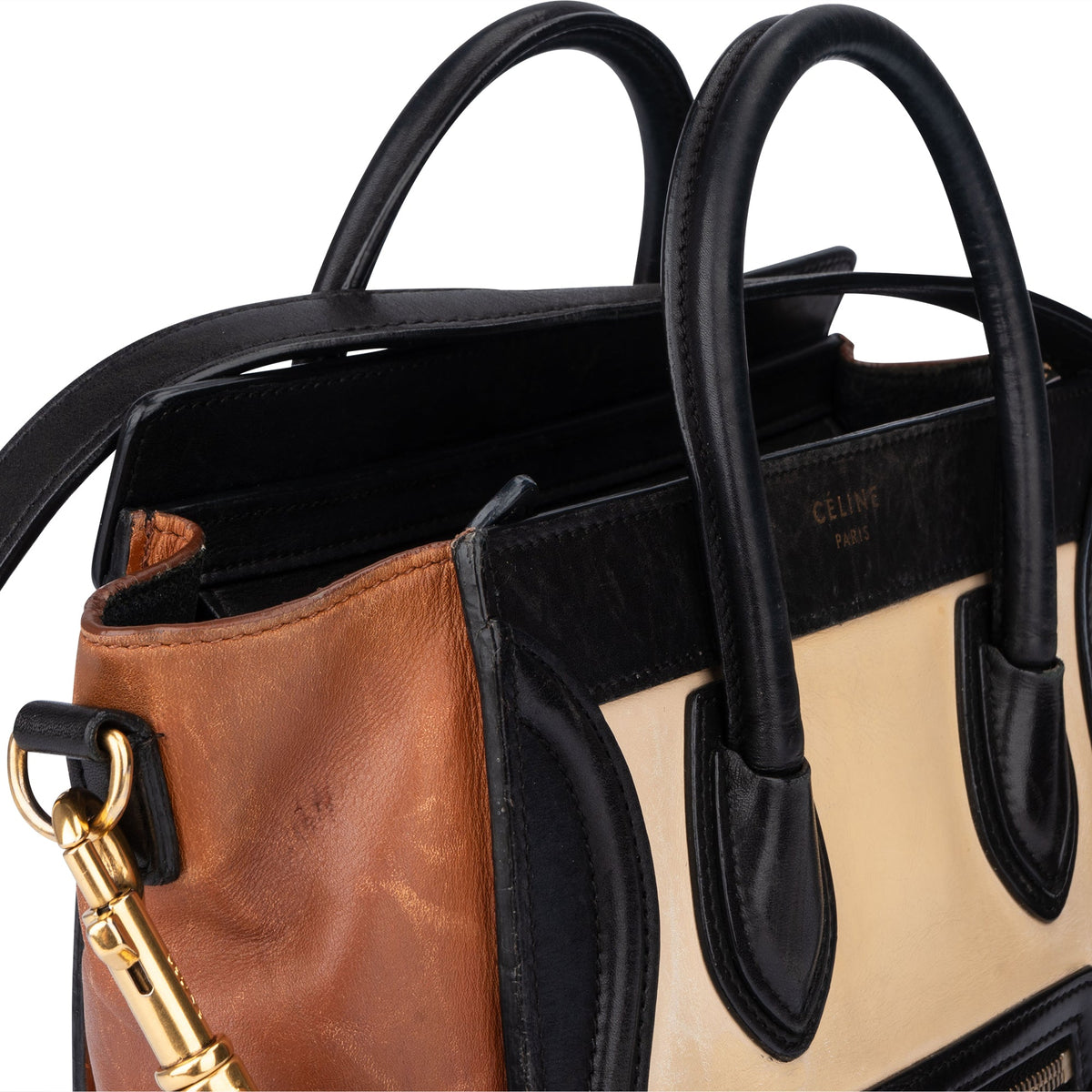 Celine Tricolor Leren Luggage Handtas