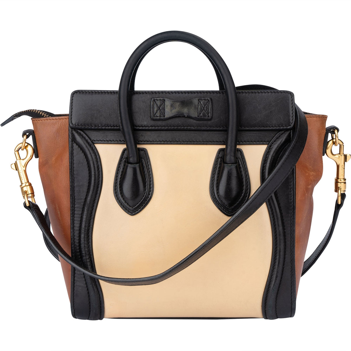 Celine Tricolor Leren Luggage Handtas