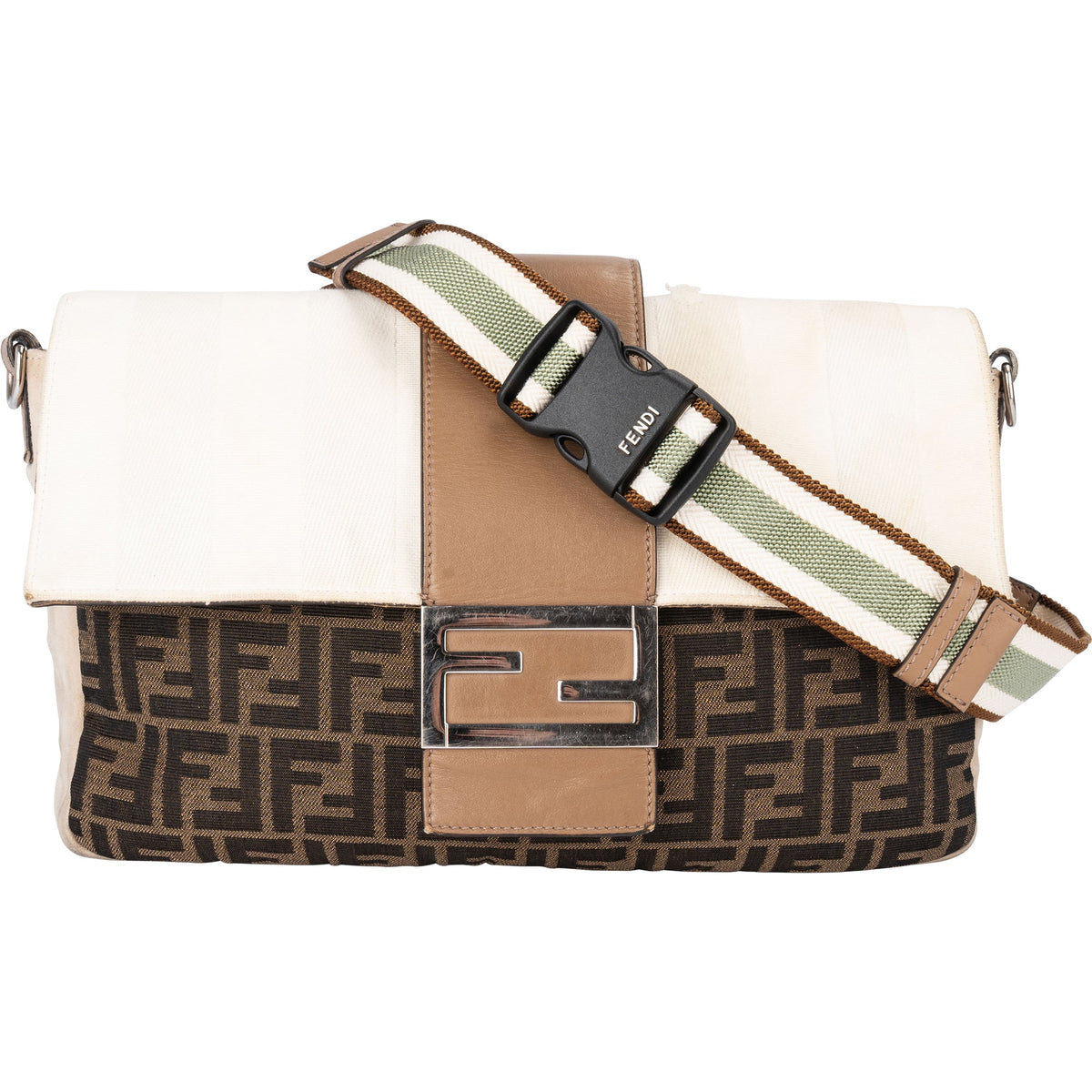 Fendi FF Monogram Baguette Zucca 3 in 1 aus Baumwolle und Leder – Vorderansicht