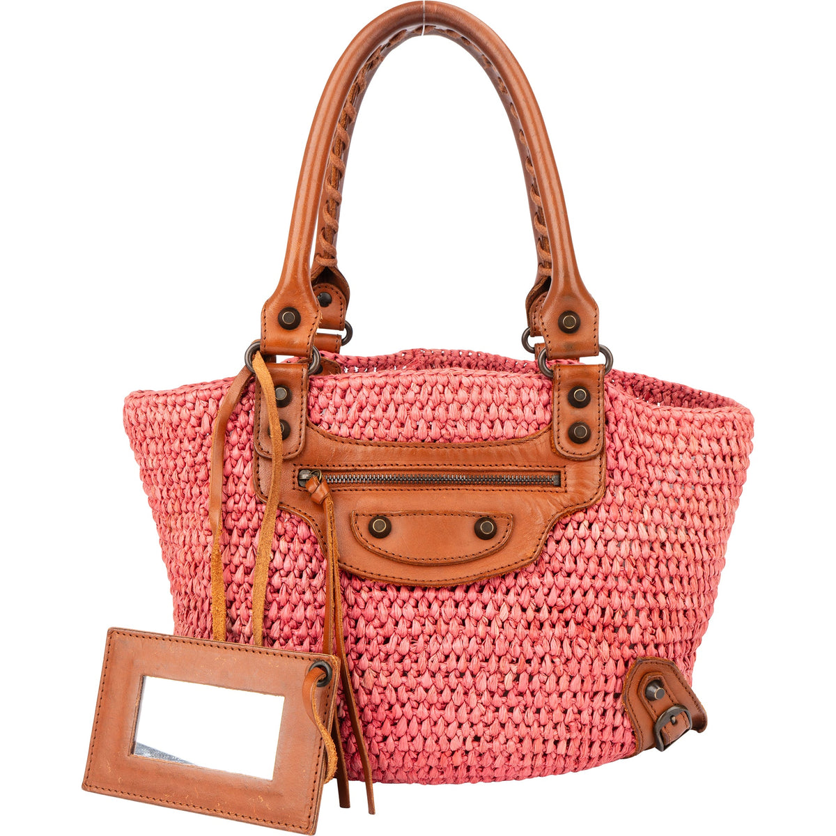 Balenciaga Raffia Panier City aus Baumwolle und Leder – Vorderansicht