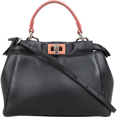 Fendi Black Leather Peekaboo Handbag