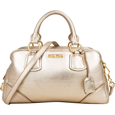 Miu Miu City-handtas van goudkleurig zacht leer