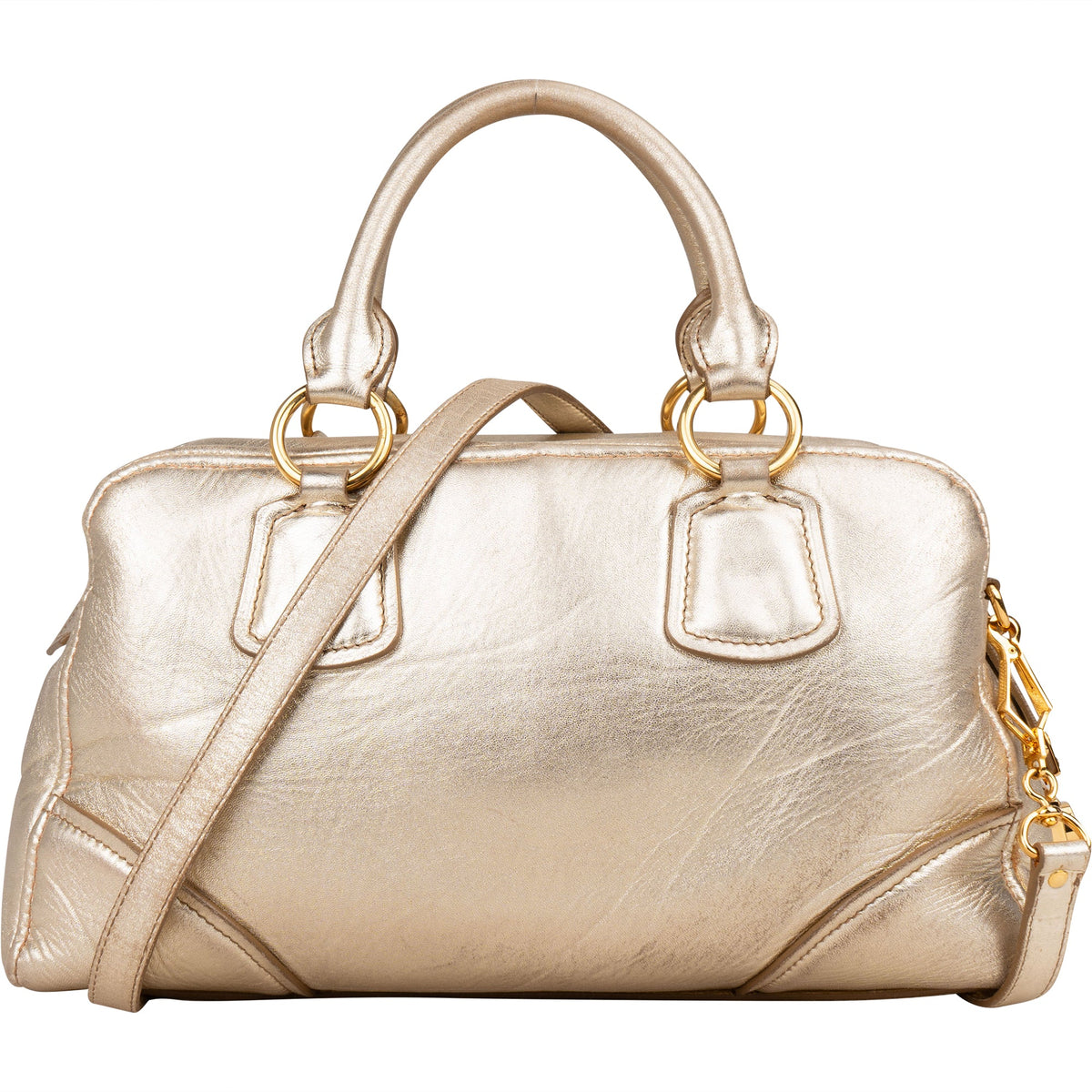Miu Miu City aus goldfarbenem weichem Leder – Ansicht 5
