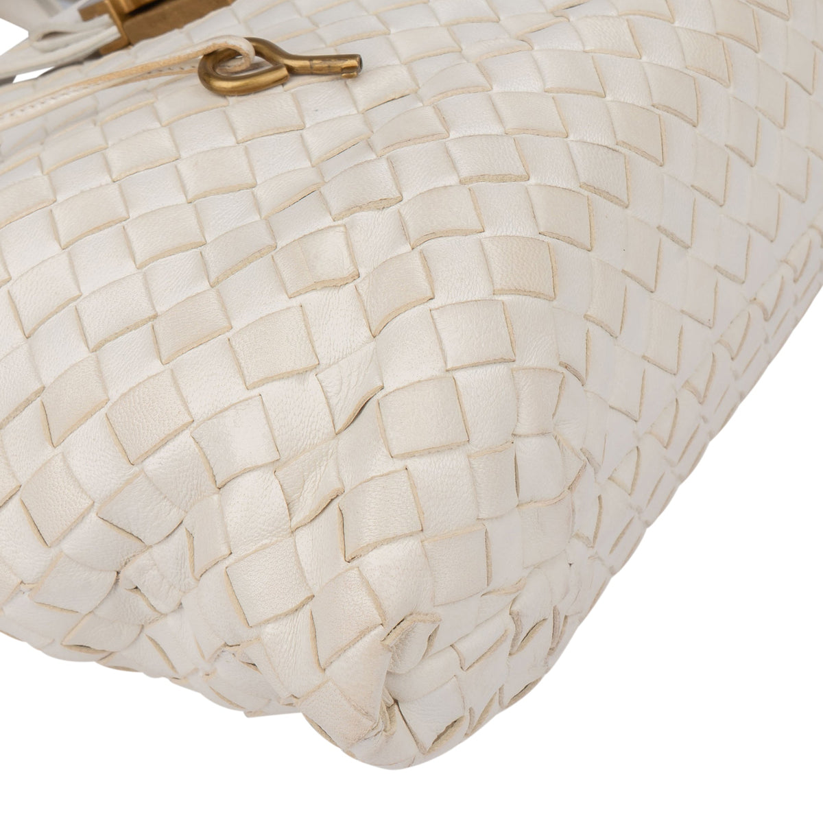 Bolso de mano Bottega Veneta de piel Intrecciato color blanco con cierre