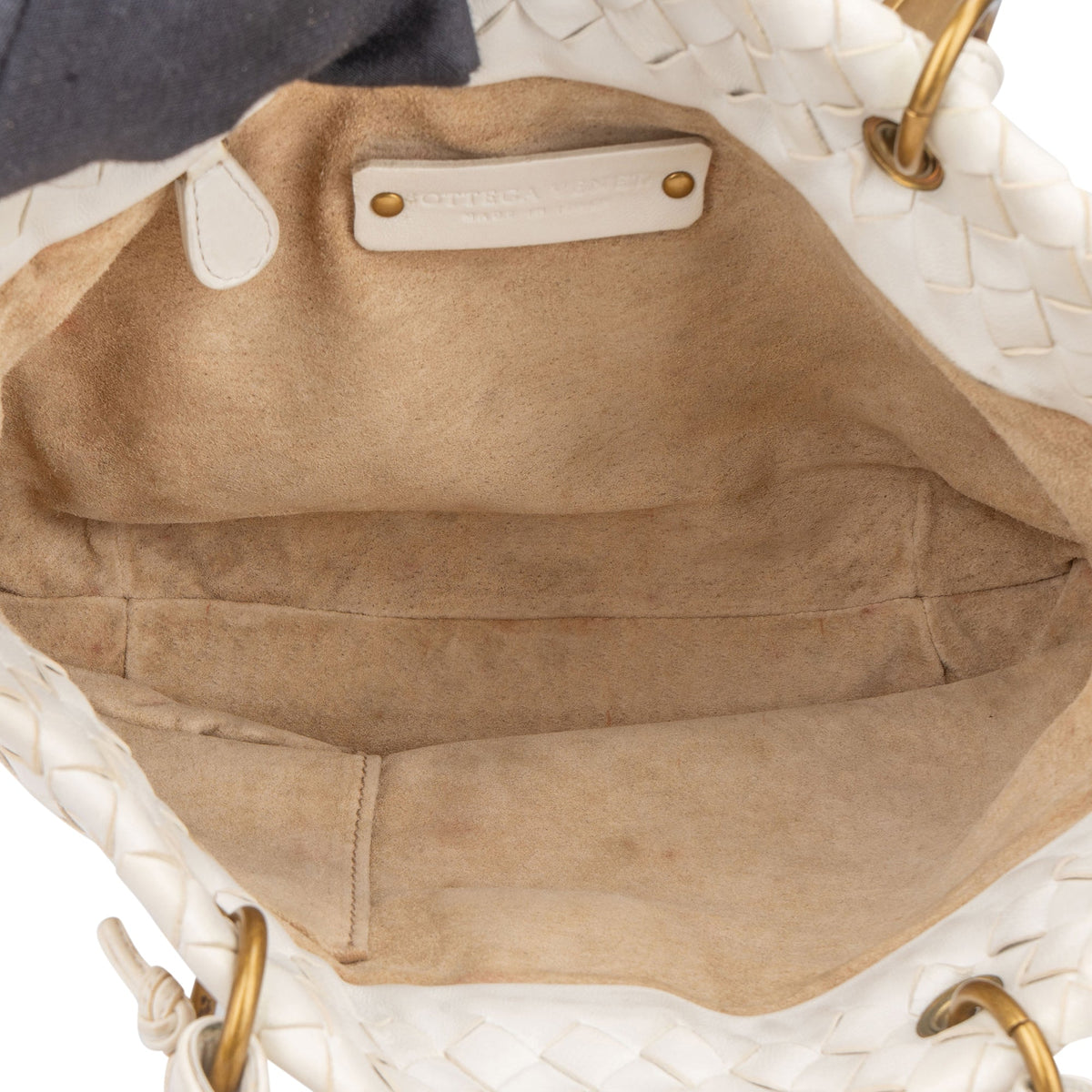 Bolso de mano Bottega Veneta de piel Intrecciato color blanco con cierre