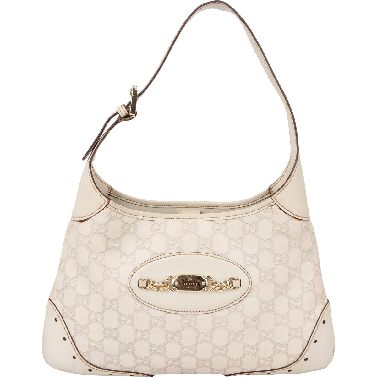 Gucci GG Monogram Jackie aus Leder und Stoff – Vorderansicht